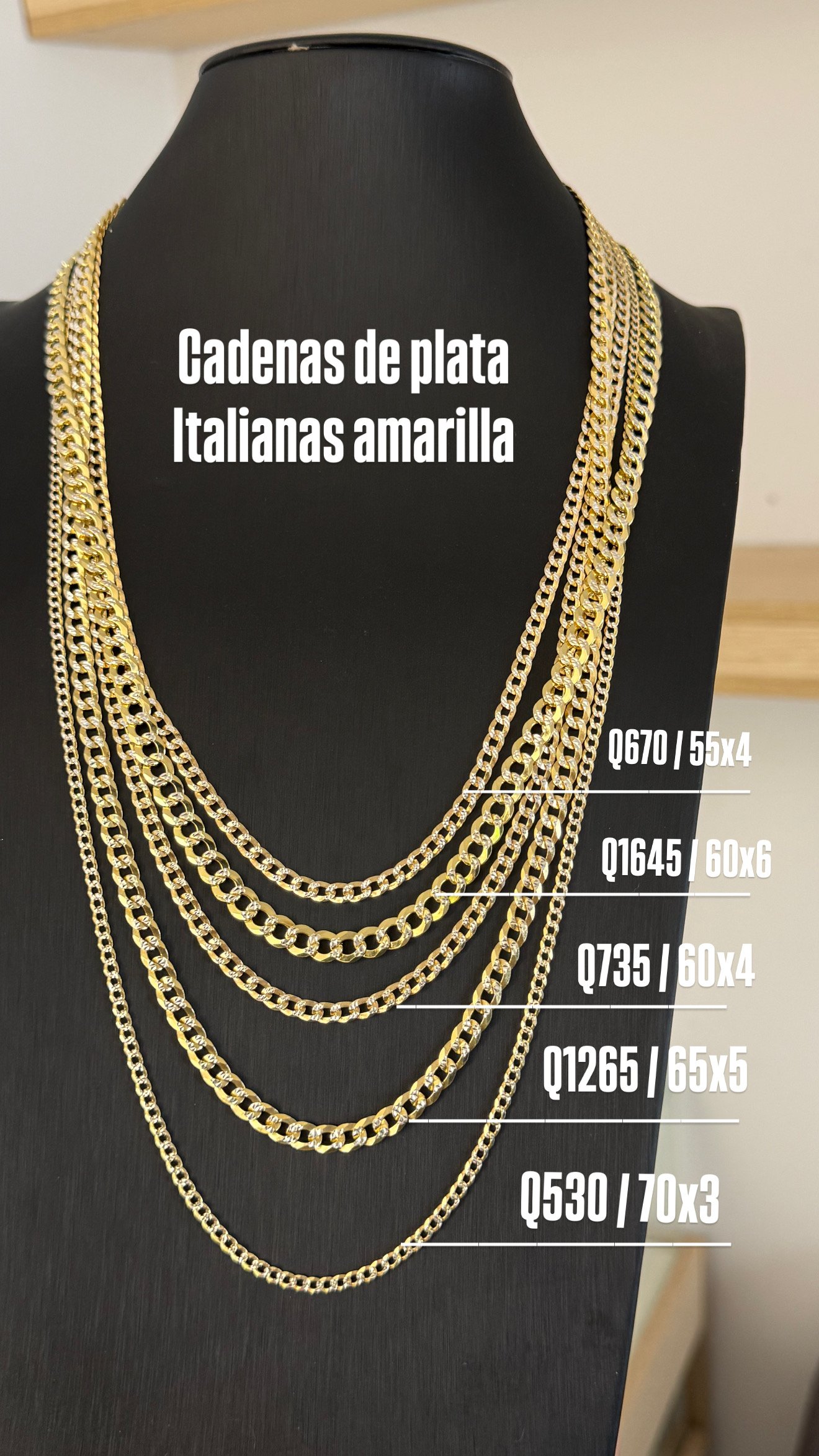 5D1FA490-9682-4FC6-924C-E16517DA8407 CADENAS DE PLATA AMARILLA 925 - Image 1